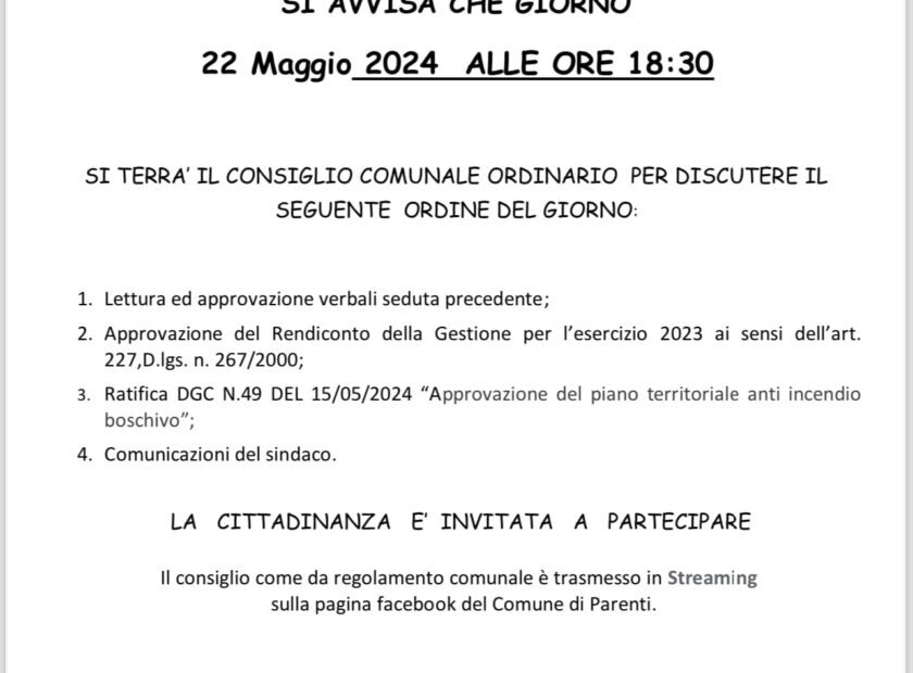 consiglio comune di Parenti